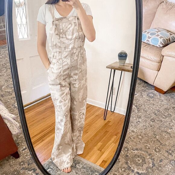 Anthropologie Wide Leg Linen Blend Jumpsuit Beige - Picture 8 of 8